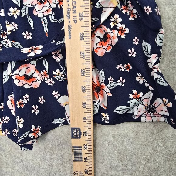 Maurices Floral Print Wrap-Style Navy Romper Medium - Picture 7 of 7